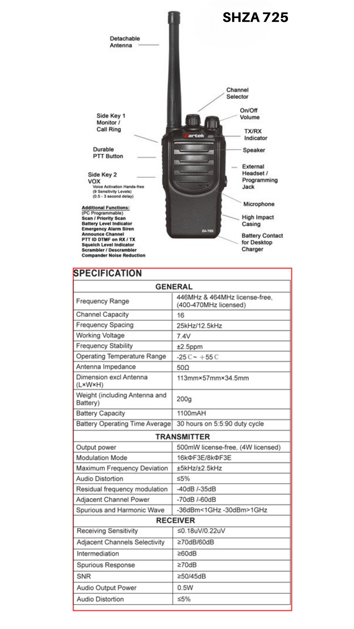 Two-way Radio SHZA725