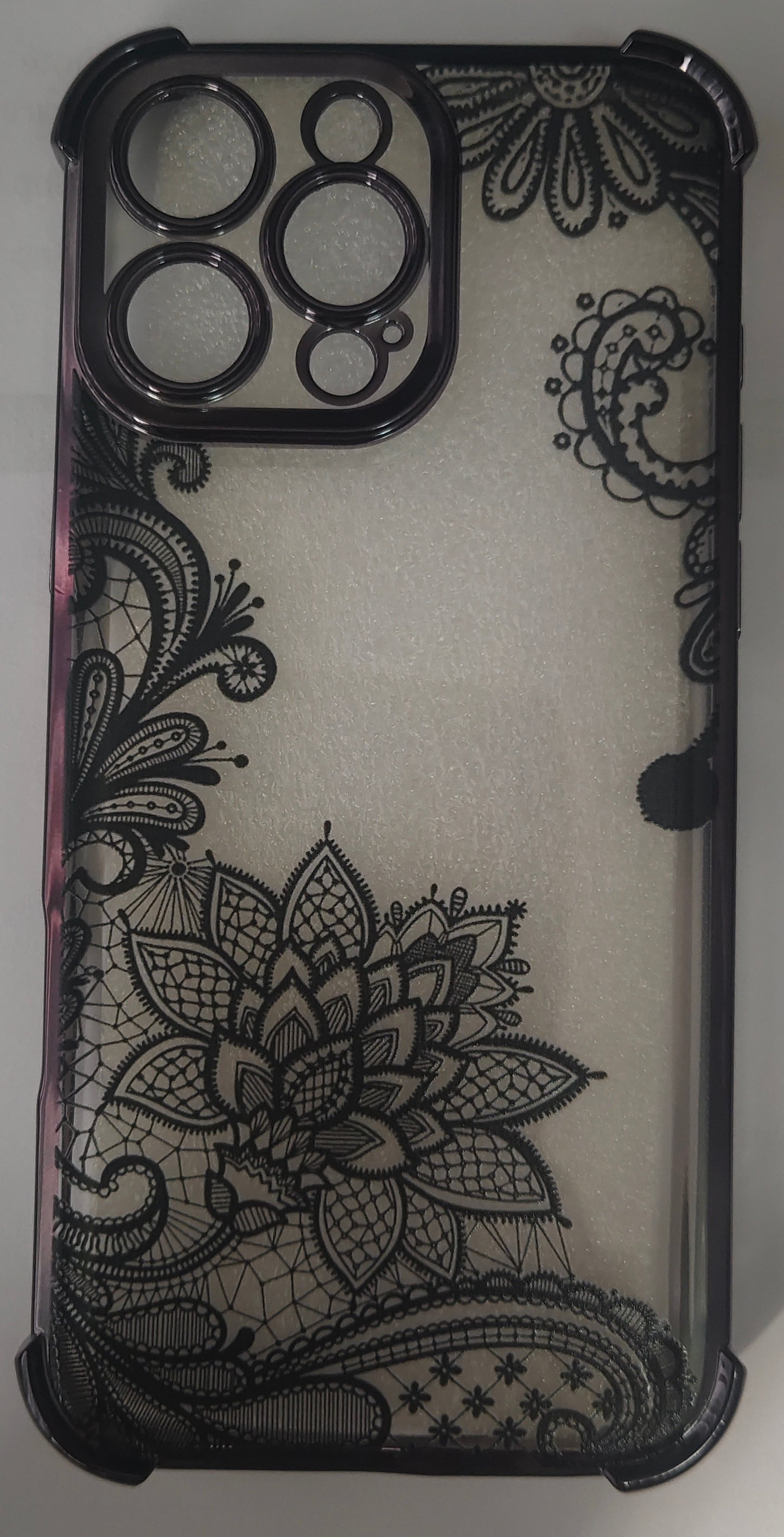 Black flowery iPhone 16 Pro Max Phone cover