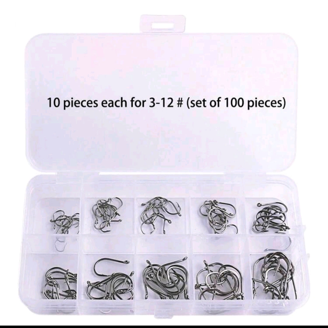 100pcs Fishing Hooks in box
