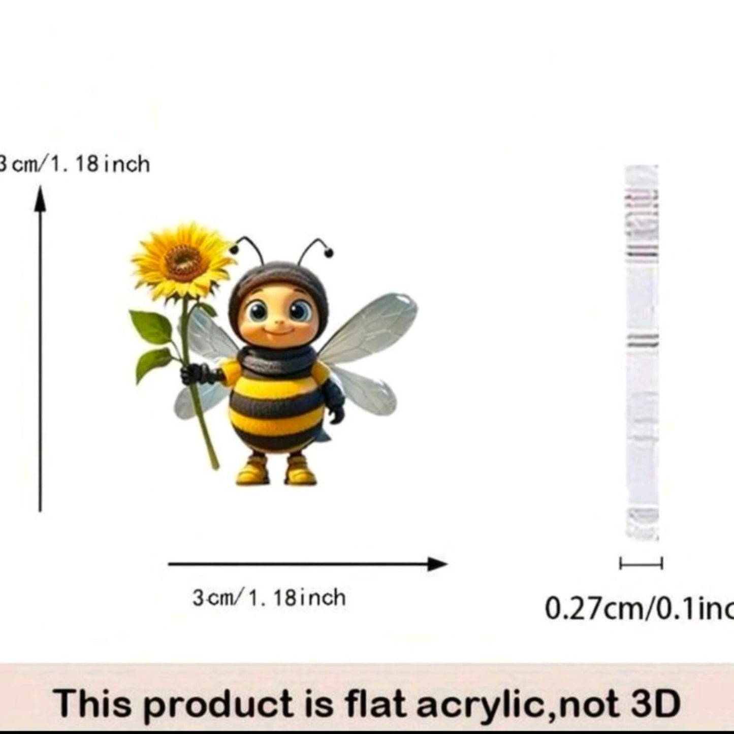 2D Acrylic Sunflower Bee Earrings (Flat)