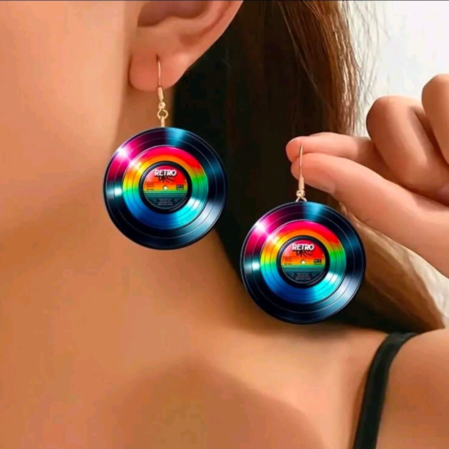 2D Flat Vinyl Record Earrings