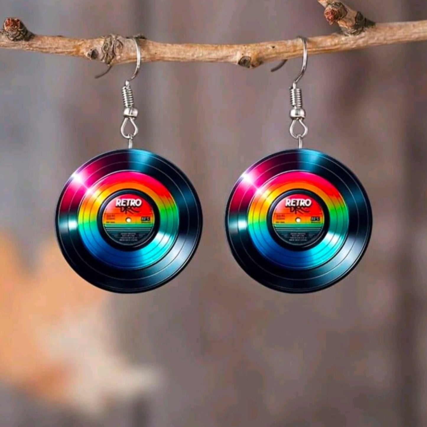 2D Flat Vinyl Record Earrings