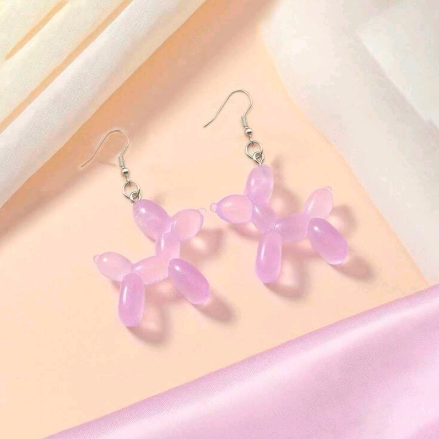 Cute 3D Fluorescent Dog Resin Dangle Earrings