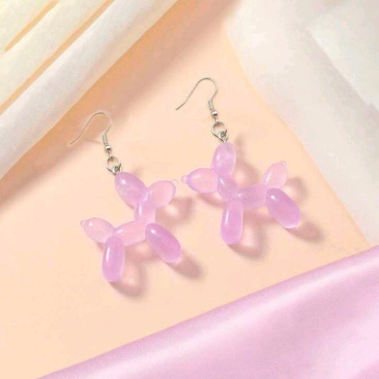 Cute 3D Fluorescent Dog Resin Dangle Earrings
