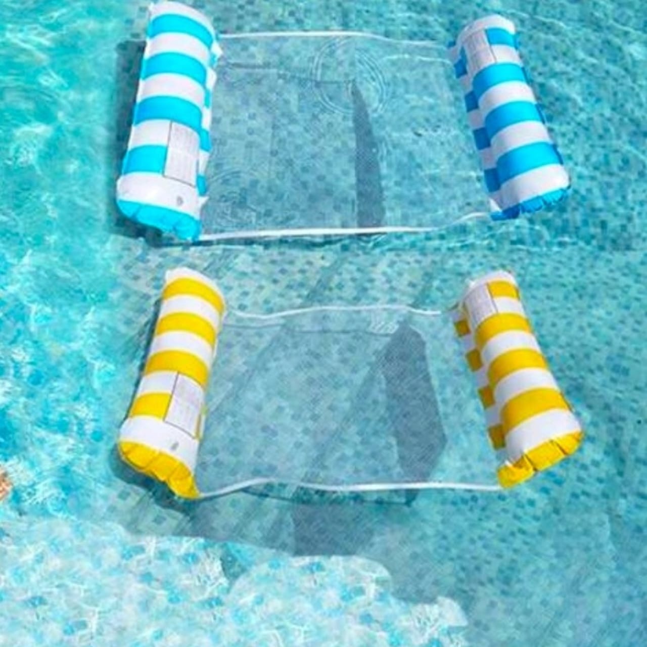 Inflatable Pool Hammock (LIGHT BLUE AND WHITE)