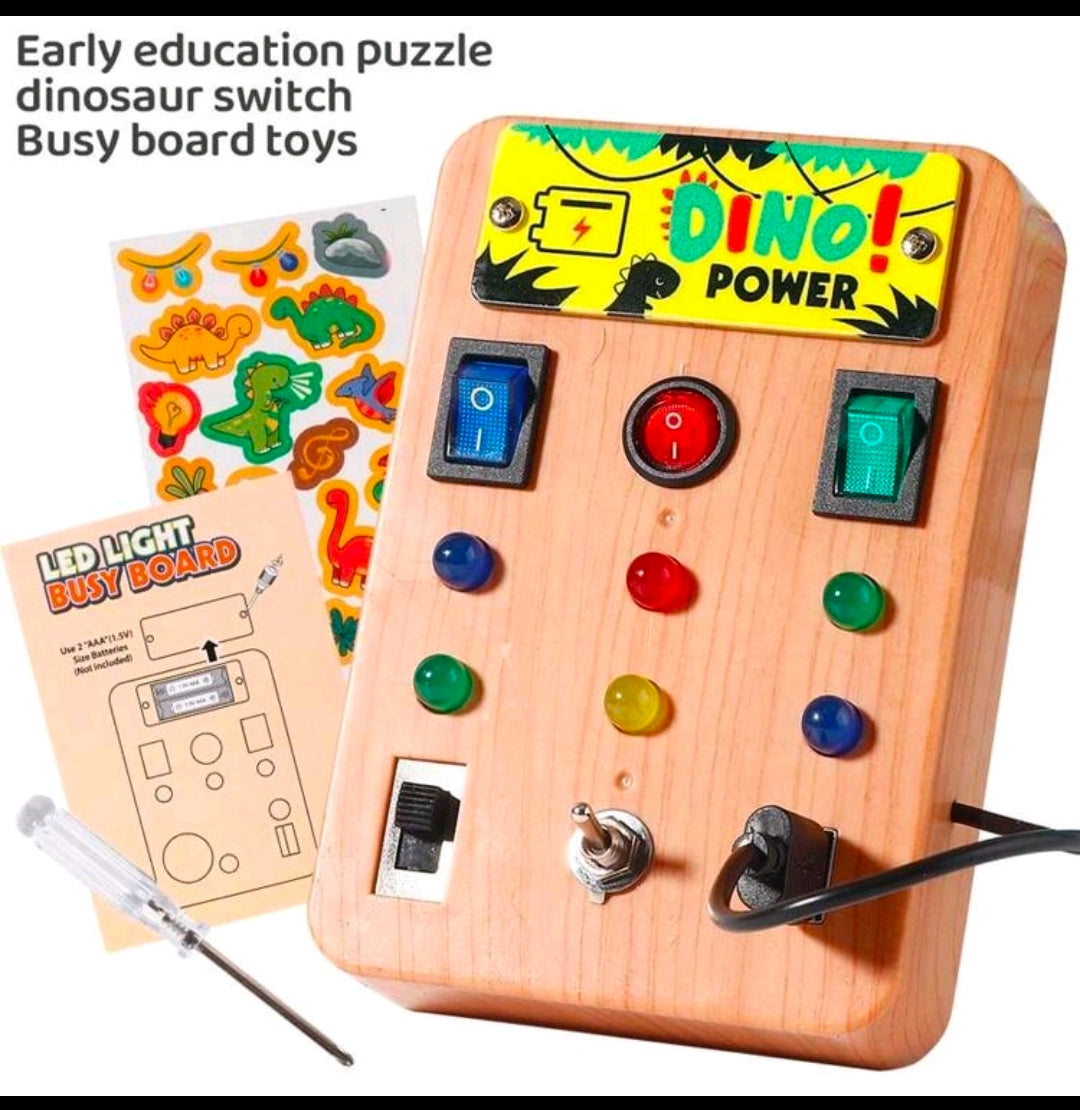 Montessori Busy Board with LED lights and switch (screwdriver included)
