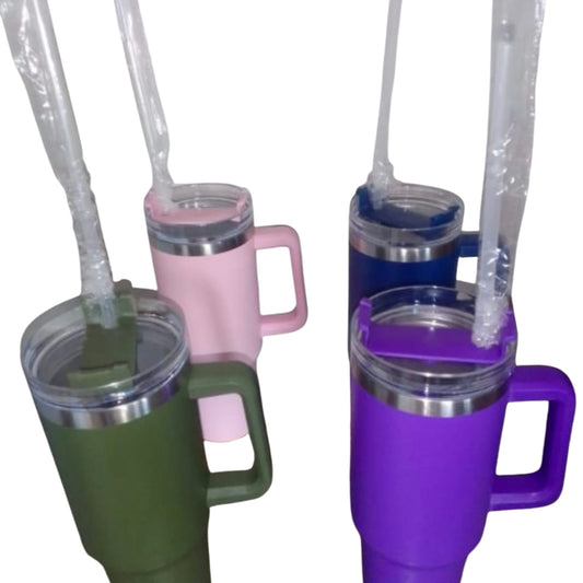Colorful Insulated Tumblers with Straws and Handles - Perfect for On-the-Go Hydration!