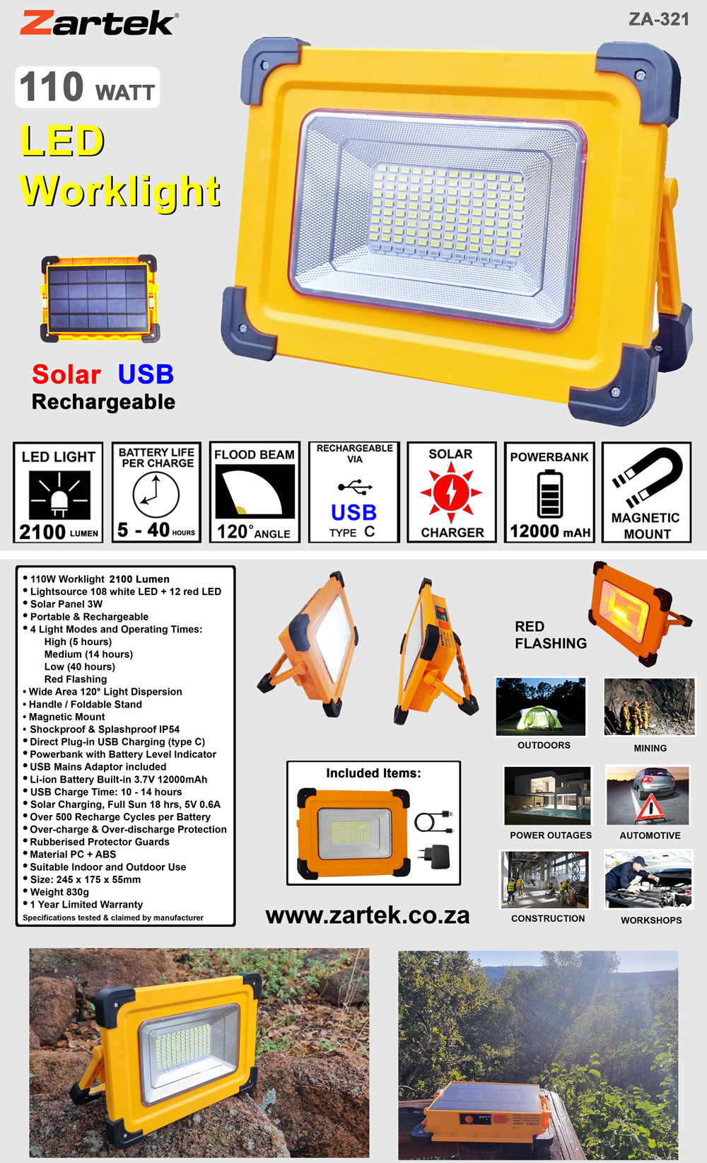 LED 110W Worklight 2100lM, ZA321