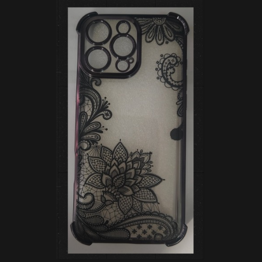 Black flowery iPhone 16 Pro Max Phone cover