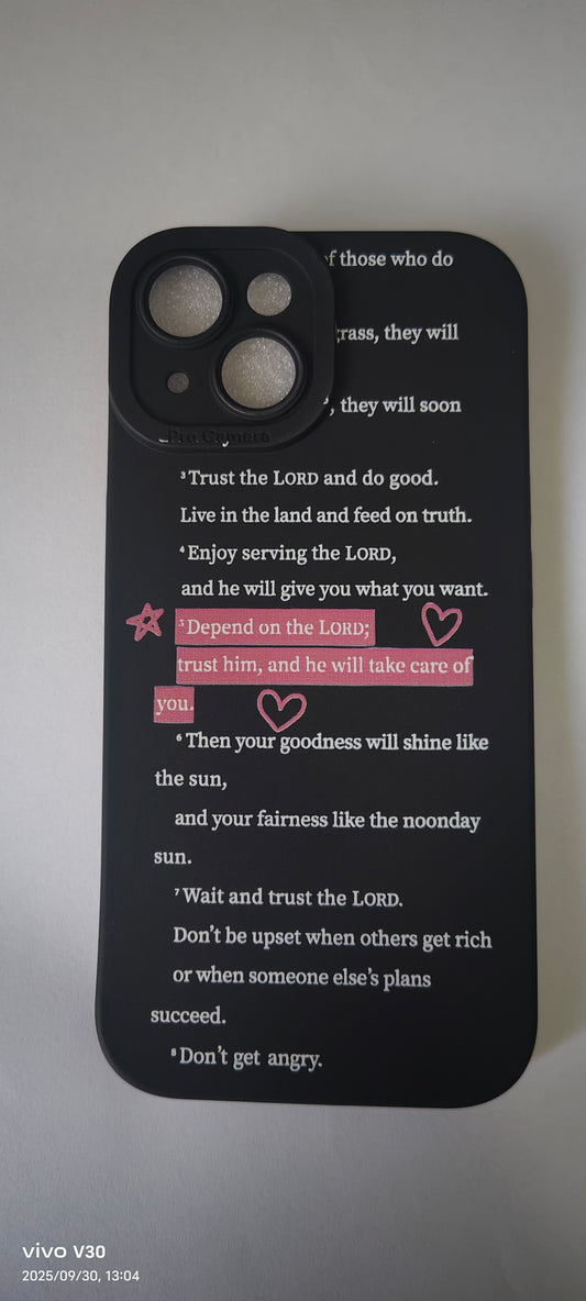Bible verse iPhone 15 black phone cover